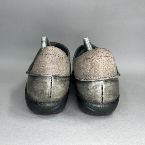 NAOT Mary Jane Shoes Women's Size 11.5 Gray Leather Slip On Comfort Adj Strap - Picture 5 of 12